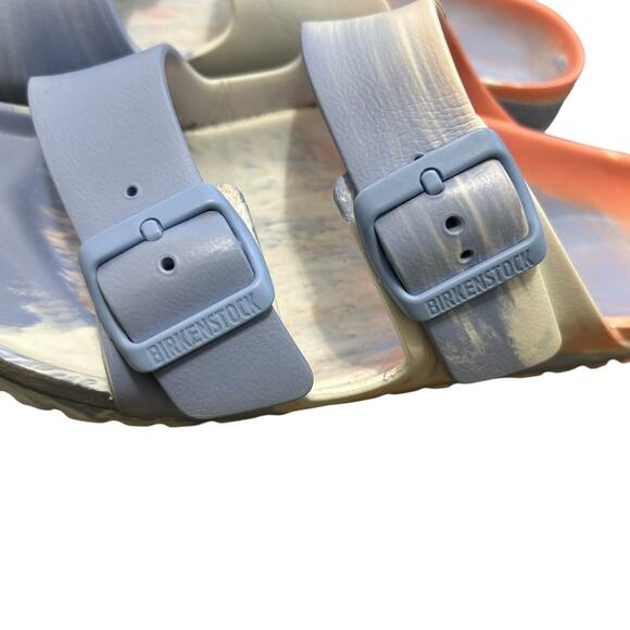 Birkenstock Arizona EVA Sandals Womens Sz 40 (9-9.5) Blue Peach Pastel Coastal - Picture 5 of 10